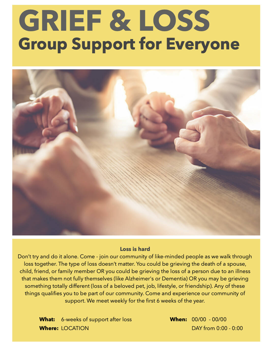 Grief / Loss Group Promotional Flyer Just Counseling Things