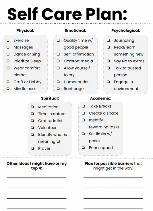 Self Care Plan