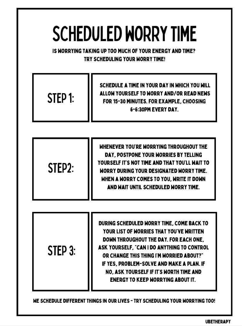 Scheduled Worry Time handout