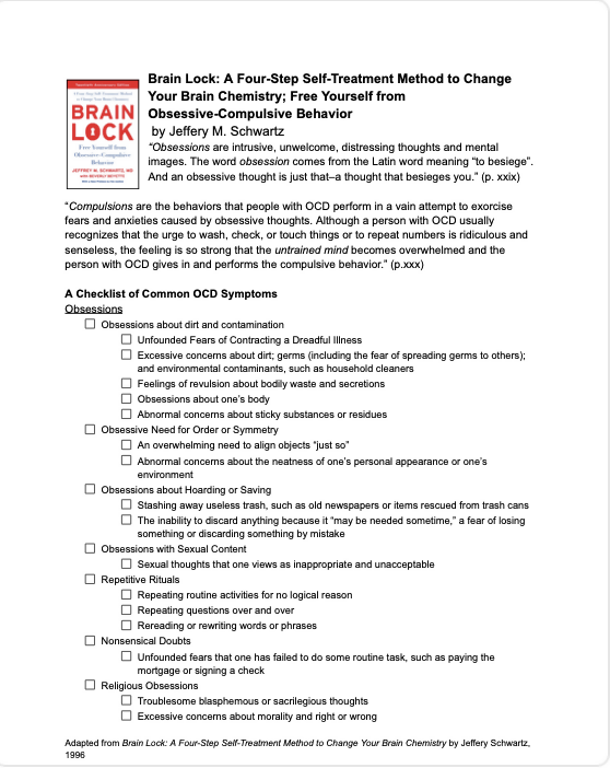 Brain Lock 4 Steps Worksheet