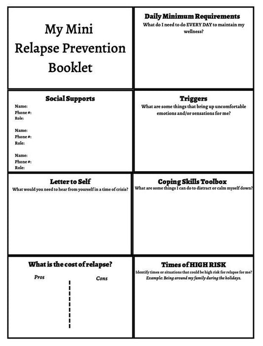 Mini Relapse Prevention Plan Booklet