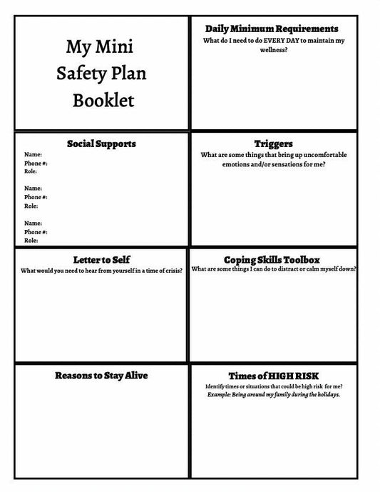 Mini Safety Plan Booklet